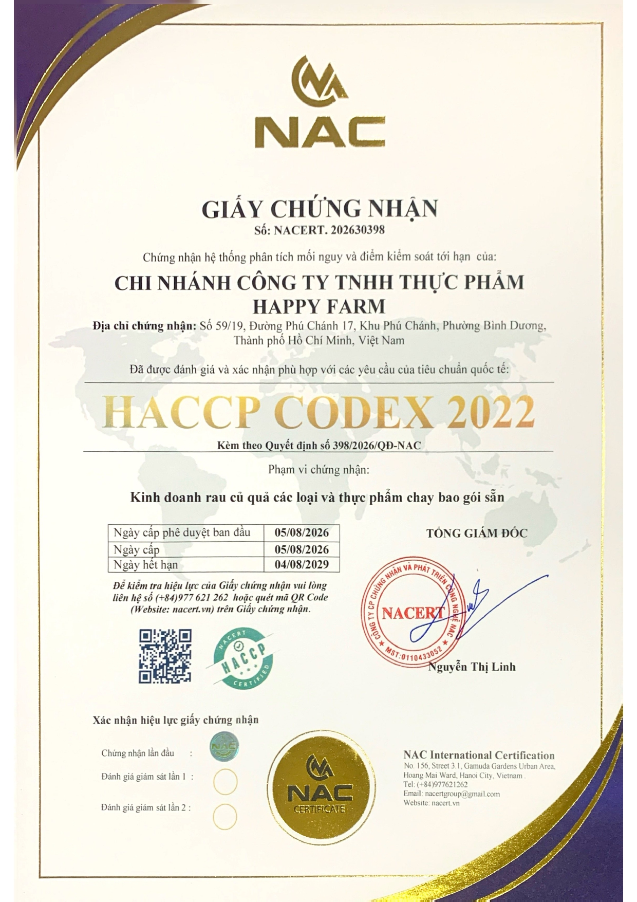 CÔNG TY TNHH THỰC PHẨM HAPPY FARM